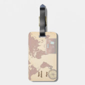 Étiquette À Bagage bagage de voyage sur la carte du monde (Dos Vertical)