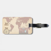 Étiquette À Bagage bagage de voyage sur la carte du monde (Dos horizontal)