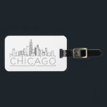 Étiquette À Bagage Bagages Skyline stylisés Chicago, Illinois<br><div class="desc">Un bagage unique représentant la belle ville de Chicago,  Illinois.  Ce tag présente une illustration stylisée de l'horizon unique de la ville avec son nom en dessous.</div>