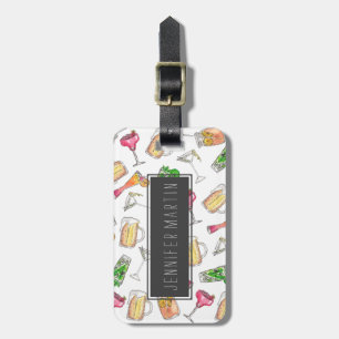 Étiquette À Bagage Bagout de cocktails peint par aquarelle fraîche