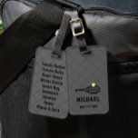 Étiquette À Bagage Baguette de sac de rappel de l'emballage du camp d<br><div class="desc">Votre enfant ou votre ado (ou vous-même) a-t-il besoin d'une liste de rappel de ce qu'il faut faire pour un camp de tennis d'été ou une journée de tournoi sur les courts ? Notre étiquette de sac en plastique personnalisé affiche une liste d'emballage permanente au dos et votre nom et...</div>
