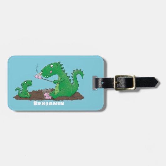 Étiquette À Bagage Baguettes mignonnes grillant des marshmallows dess (Devant horizontal)