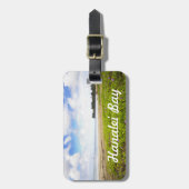 Étiquette À Bagage Baie de Hanalei, fleurs de plage de Kauai Hawaï (Devant Vertical)