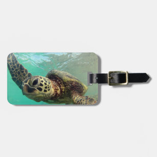Étiquette À Bagage Baie de Hanauma - tortues de mer verte d'Hawaï