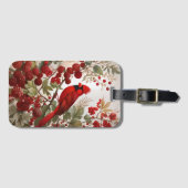 Étiquette À Bagage Baies rouges d'oiseaux du Cardinal Nord (Devant Horizontal)