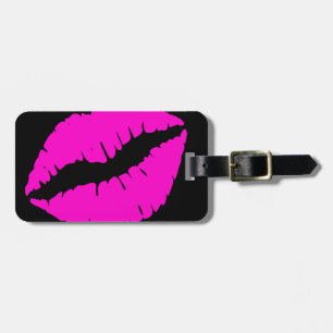 Étiquette À Bagage Baiser de rouge à lèvres noir et rose néon