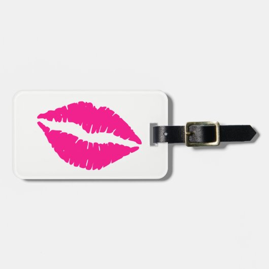 Étiquette À Bagage Baisers rose blanc mignon motif cravate (Devant horizontal)