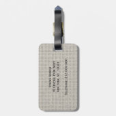 Étiquette À Bagage Balai Rustique Look, Monogramme de Quatrefoil bleu (Dos Vertical)