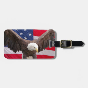 Étiquette À Bagage Bald Eagle avec le drapeau américain