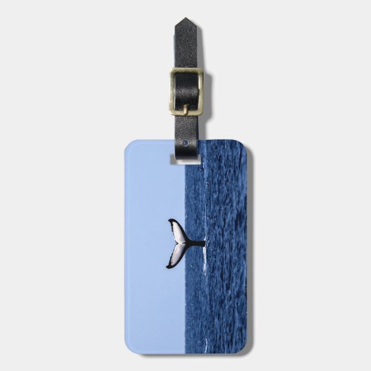 Étiquette À Bagage Baleine à bosse en océan (Devant Vertical)