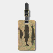 Étiquette À Bagage Baleine antique Vie marine (Devant Vertical)