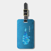 Étiquette À Bagage Baleine bleue monogramme (Devant Vertical)