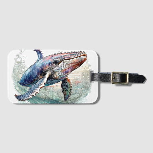 Étiquette À Bagage Baleine d'un temps (Devant Horizontal)