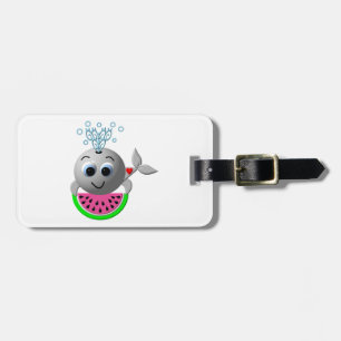 Étiquette À Bagage Baleine mignonne et pastèque