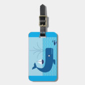 Étiquette À Bagage Baleine nautique et voilier Océan Blue Sea (Devant Vertical)
