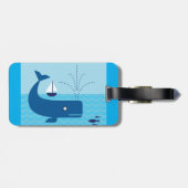 Étiquette À Bagage Baleine nautique et voilier Océan Blue Sea (Dos horizontal)