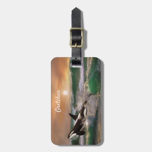 Étiquette À Bagage Baleine tueuse en mer Noire   (Devant Vertical)