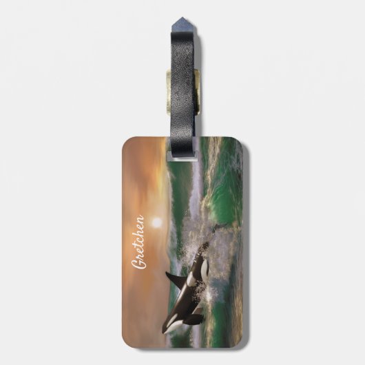 Étiquette À Bagage Baleine tueuse en mer Noire   (Dos Vertical)