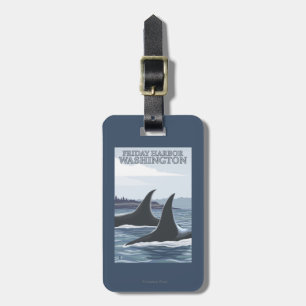 Étiquette À Bagage Baleines #1 - port de vendredi, Washington d'orque