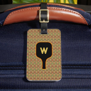 Étiquette À Bagage Balise à bagages Pickleballs & paddle monogramme (