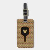 Étiquette À Bagage Balise à bagages Pickleballs & paddle monogramme ( (Devant Vertical)