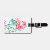 Étiquette À Bagage Balise Adorable Fille de Sirène Rose (Devant horizontal)