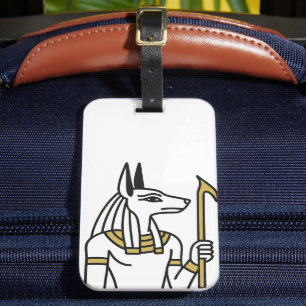 Étiquette À Bagage Balise Anubis Egyptian Line Art Luggage