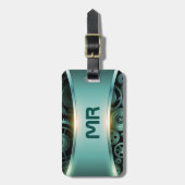 Étiquette À Bagage Balise arrière - plan à texture bleu-vert métalliq (Devant Vertical)