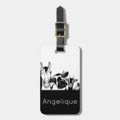 Étiquette À Bagage Balise bagage animaux de ferme en noir et blanc (Devant Vertical)