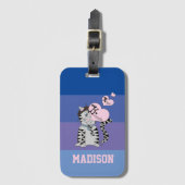 Étiquette À Bagage Balise Bagage Bleu Chat Français (Devant Vertical)