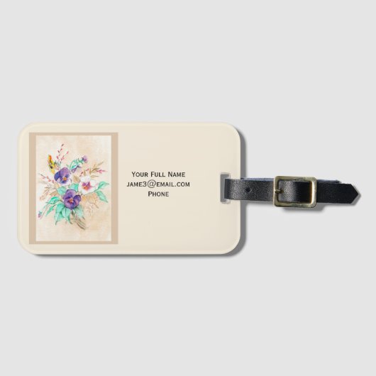 Étiquette À Bagage Balise Bagage Bouquet Pansies (Devant Horizontal)