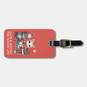 Étiquette À Bagage Balise Bagage Chats et Livres (Devant horizontal)