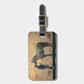 Étiquette À Bagage Balise Bagage Cheval Gris Et Bagage OTTB (Devant Vertical)