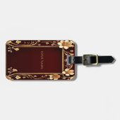 Étiquette À Bagage Balise Bagage de fleurs d'or de Bourgogne (Devant horizontal)
