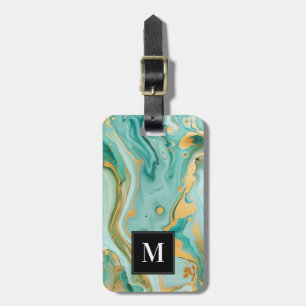 Étiquette À Bagage Balise Bagage en marbre bleu