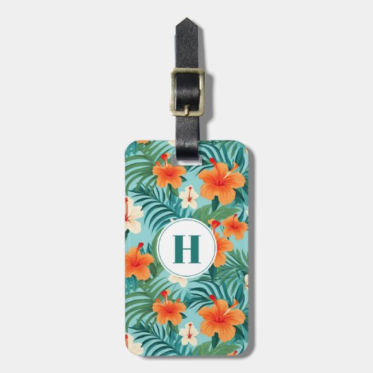 Étiquette À Bagage Balise Bagage Fleurs Hawaiiennes (Devant Vertical)