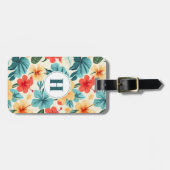 Étiquette À Bagage Balise Bagage Fleurs Hawaiiennes (Devant horizontal)