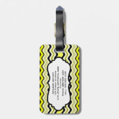 Étiquette À Bagage Balise Bagage Jaune, Noir, Blanc Verre (Dos Vertical)