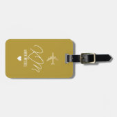 Étiquette À Bagage Balise bagage Monogramme Avion Dusty Mustard (Devant horizontal)