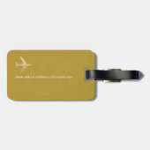Étiquette À Bagage Balise bagage Monogramme Avion Dusty Mustard (Dos horizontal)
