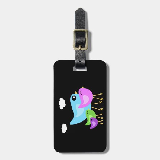 Étiquette À Bagage Balise bagage noir de la famille des oiseaux (Devant Vertical)