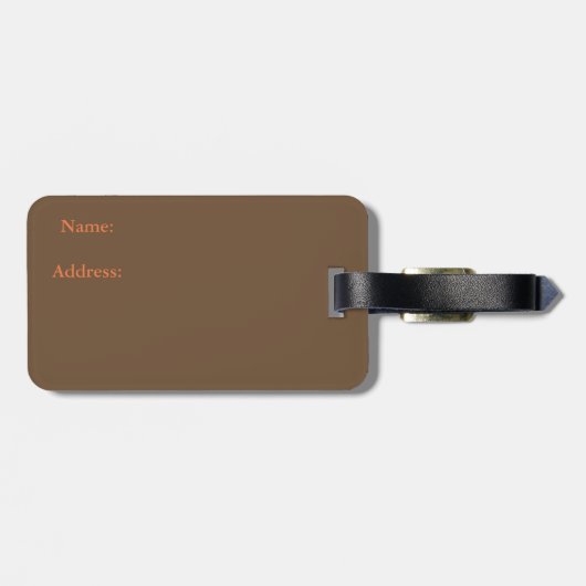 Étiquette À Bagage Balise bagage orange rayures blanches (Dos horizontal)