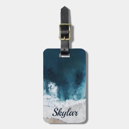 Étiquette À Bagage Balise Bagage personnalisé Vue Vagues côtières (Devant Vertical)