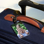 Étiquette À Bagage Balise bagage photo personnalisée - texte et coule<br><div class="desc">Personnalisez votre étiquette de bagage de voyageur avec une photo de vacances amusante en famille. Rend la recherche de votre sac facile comme PIE!</div>