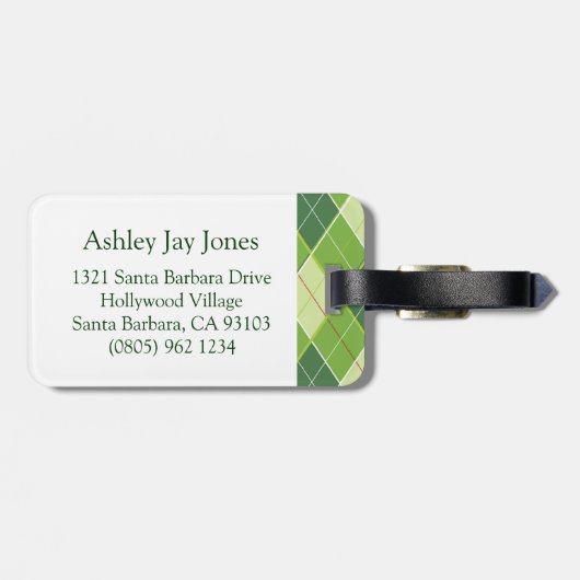 Étiquette À Bagage Balise bagage verte du tee motif Golf Jacquard (Dos horizontal)