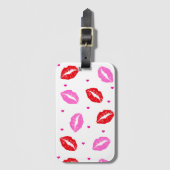 Étiquette À Bagage Balise Baiser Lips rose et rouge, Coeur (Devant Vertical)