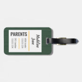 Étiquette À Bagage Balise Bear Green & Gold Bag (Dos horizontal)