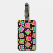 Étiquette À Bagage Balise Black Quilt Block Luggage ou Machine à coud (Dos Vertical)