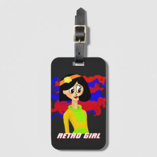Étiquette À Bagage Balise Black Retro Cartoon Girl