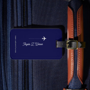 Étiquette À Bagage Balise bleu foncé avec son nom